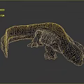 Dark Blue Lizard With Yellow Markings 3D Model Displayed On Gray Background