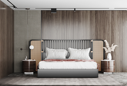 Modern Background Double Bed Double Bed 3d model