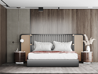 Modern Background Double Bed Double Bed 3d model