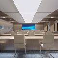 Modern Conference Room Interior With Large Screen Beige Chairs And Lighting 3d model