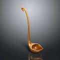 Elegant Golden Long Handle Spoon With Decorative Head For Daily Household Use