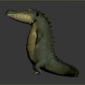 Cartoon Style Green Crocodile With Yellow Belly Standing Pose And Sharp Teeth 3d model