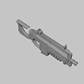 Futuristic Sci Fi Weapon With White Red Accents Black Frame And Tactical Grip