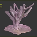 Natural Wood And Stone Tree Stump Sculpture With Textured Base And Branch Details