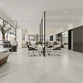 Modern Beauty Hair Salon Interior Design With Styling Chairs Mirrors And Potted Plants