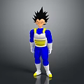 Anime Character With Spiky Black Hair In Blue Yellow Costume Standing Pose