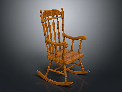 Elegant Traditional Wooden Rocking Chair With Classic Design And Comfortable Armrests 3d model