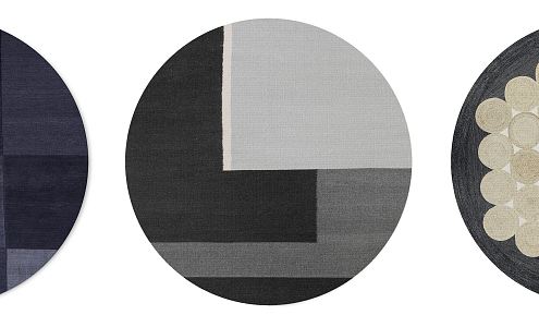 Modern Round Carpet Black Grey brown Geometric Abstract Round Carpet Combination 3d model