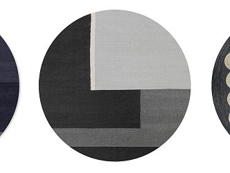 Modern Round Carpet Black Grey brown Geometric Abstract Round Carpet Combination 3d model