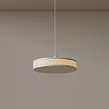 Modern Circular Pendant Light with White Beige Shade and Metallic Hanging Design for Interior Decoration
