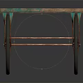 Vintage Wooden Cart With Turquoise Weathered Surface And Spoked Wheels