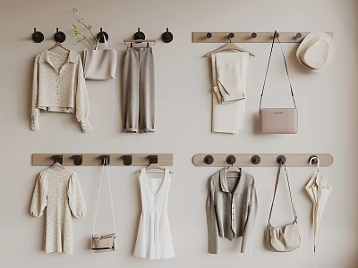 Wall Hooks Hanging Clothes Sweaters Bags and Hats for Home Organization 3d model