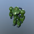 Green Mecha Robot Character In Game And Movie With Rounded Shoulders And Red Eye