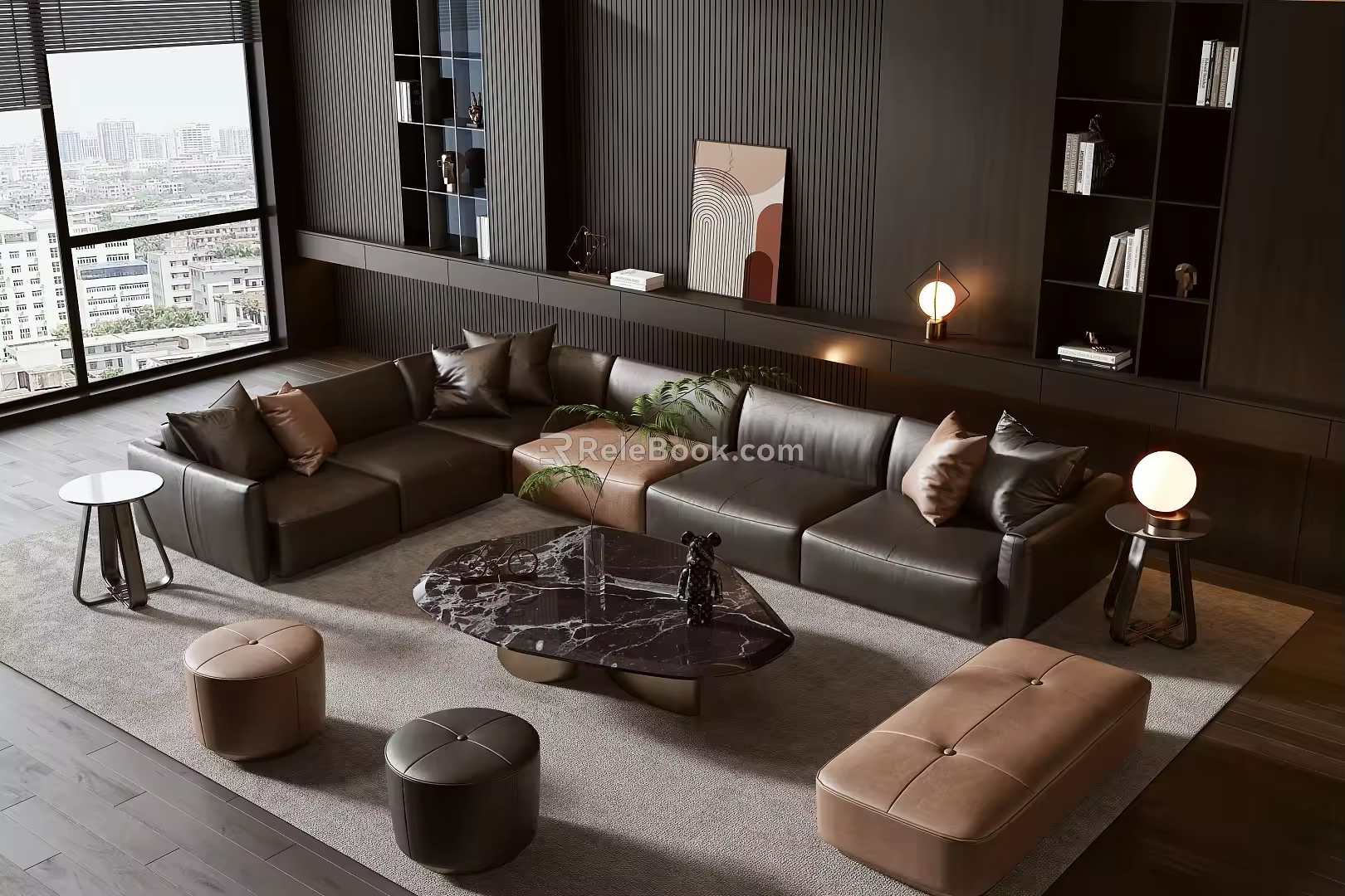Sofa coffee table combination 3d model