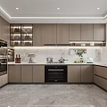 Modern Kitchen Interior Design With Cabinets Countertop White Refrigerator And Appliances
