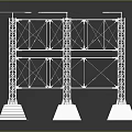 Sturdy Metal Truss Structure With Cross Metal Bars And Base Supports