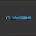 Futuristic Blue Green Sci Fi Weapon With Modern Design And Perforated Details