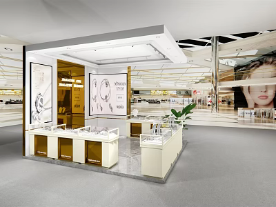 Luxury Jewelry Store Interior With Glass Display Counters And Elegant Lighting 3d model
