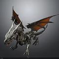 Fantasy Dragon Character With Red Wings And Silver Spiked Body