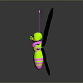 Colorful Spotted Butterfly Character With Green Body And Vibrant Wings Reflection