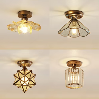 American Middle Ancient Ceiling Lamp 3d model