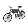 Vintage Bicycle With Leather Seat Metal Frame And Wire Basket