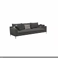 Modern Gray Two Seater Sofa With Multiple Colored Cushions And Minimalist Design 3d model