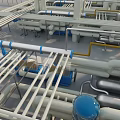 Industrial Plant Piping System With Storage Tanks And Metal Structures