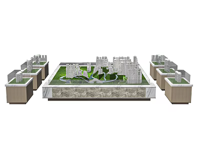 Commercial Equipment Urban Architectural Model With Green Space And Building Layout 3d model