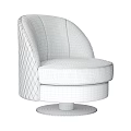 Beige Modern Accent Chairs With Quilted Diamond Pattern and Chrome Metal Round Base