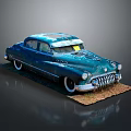 Vintage Blue Classic Car With Rusty Body And Retro Design Features