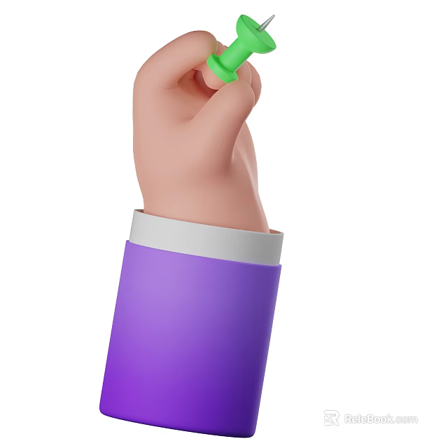 Game Movie Character Hand Holding Green Object With Purple Sleeve And White Cuff 3d model 