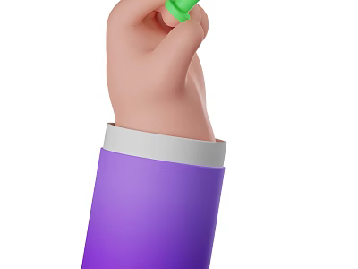 Game Movie Character Hand Holding Green Object With Purple Sleeve And White Cuff 3d model