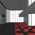 Modern Conference Room With Presenter Audience Red Seating Large Screen And Windows 3d model