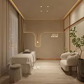 Elegant Modern Beauty Salon Interior With Comfortable Chairs Decorative Plants And Lighting