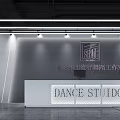 Modern Dance Studio Reception Desk With Wall Sign And Lighting Design