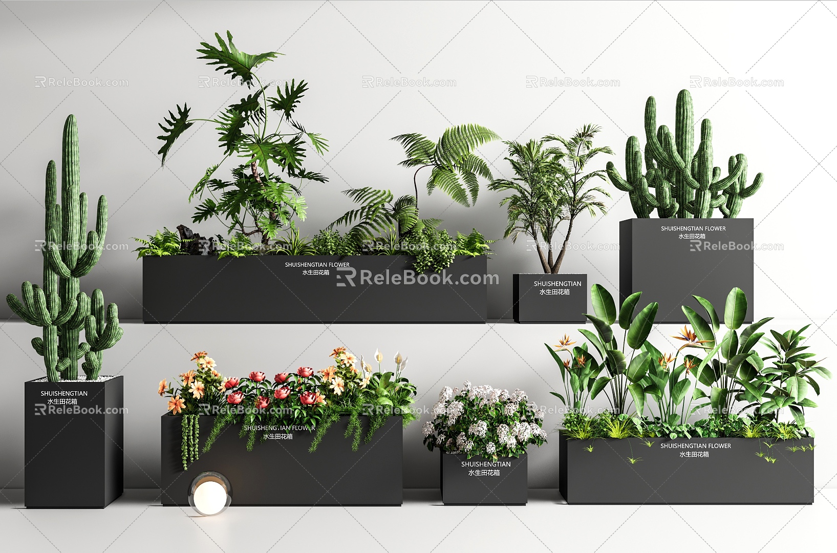 Exterior pendulum green plant flower box plant combination green plant potted plant plant plant pile flower pond flower bed model