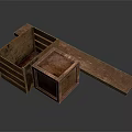 Rustic Wooden Crates Open And Closed With Side Wooden Plank