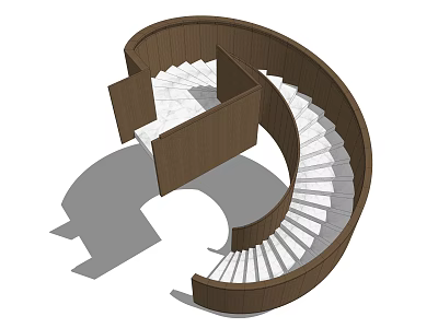 Modern Spiral Staircase Design With Wooden Frame And White Steps 3d model