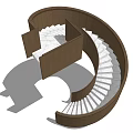 Modern Spiral Staircase Design With Wooden Frame And White Steps
