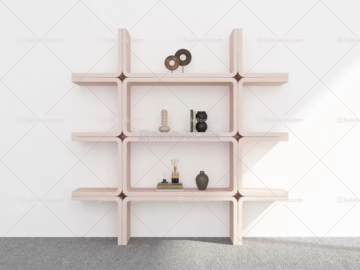 Bookshelf Ornaments Storage Rack Decorative Rack Bookshelf Shelf 3d model