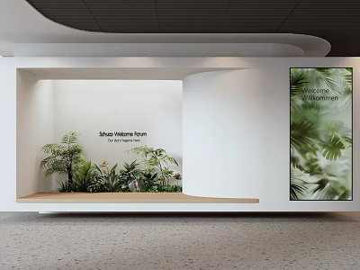 Sustainable Commercial Landscape Design With Indoor Plants And Natural Wall Art 3d model