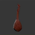 Traditional Red Decorative String Instrument With Intricate Patterns For Home Use