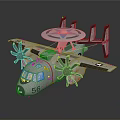 Military AWACS Aircraft Model With Silver Body Radar Dome Four Propellers And Twin Tails