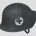 Worn Black Helmet Featuring White Cross Symbol And Number 32