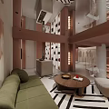 Modern Clothing Store Interior With Spiral Staircase Clothes Racks Displayed Bags And Soft Tones