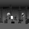 Metal Truss Stage Structure With Satellite Dishes And Audio Visual Equipment