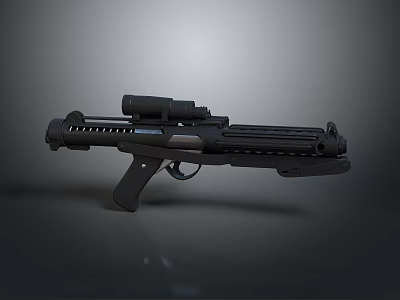 Black Tactical Weapon With Scope Magazine And Modern Design Features 3d model