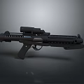 Black Tactical Weapon With Scope Magazine And Modern Design Features 3d model