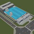 Aerial view of workshop warehouse workshop factory area factory 3d model